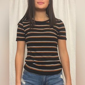 Charlotte Russe striped t-shirt. Orange, white, & black